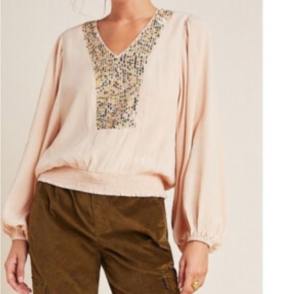 Maeve  Cream Blouse with Sequin Detail size small preloved